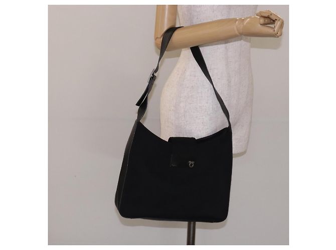 Borsa a Spalla Gancini in Nylon Blu Navy e Argento di Salvatore Ferragamo Auth gh333 - vista 22