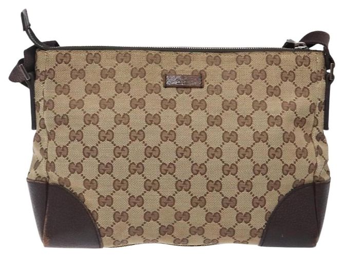 Borsa a Spalla GG Canvas Gucci Beige Argento 114273 Auth gh243 - vista 2