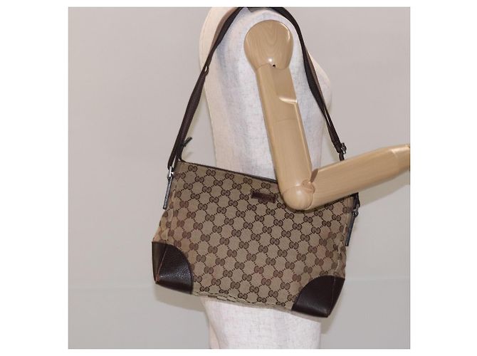 Borsa a Spalla GG Canvas Gucci Beige Argento 114273 Auth gh243 - vista 22