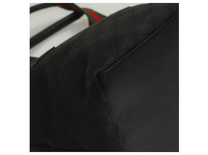Borsa tote Gucci GG Canvas Web Sherry Line Nera Argento 131228 Auth fm4817 Nero - vista 12