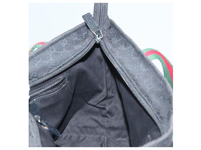 Borsa tote Gucci GG Canvas Web Sherry Line Nera Argento 131228 Auth fm4817 Nero - vista 18
