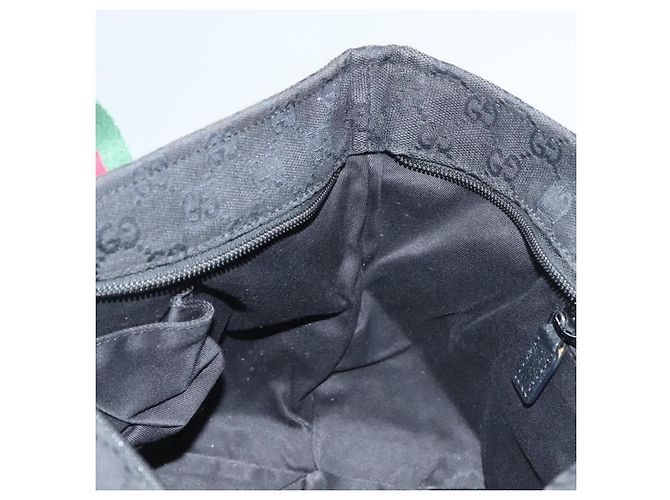 Borsa tote Gucci GG Canvas Web Sherry Line Nera Argento 131228 Auth fm4817 Nero - vista 19