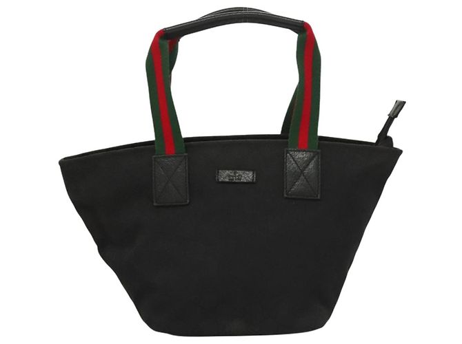 Borsa tote Gucci GG Canvas Web Sherry Line Nera Argento 131228 Auth fm4817 Nero - vista 2