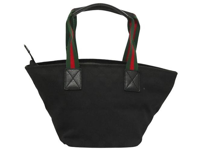 Borsa tote Gucci GG Canvas Web Sherry Line Nera Argento 131228 Auth fm4817 Nero - vista 3