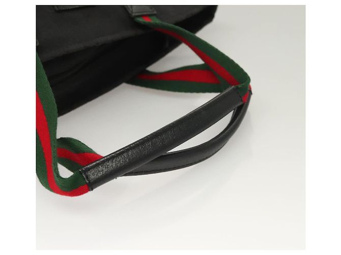 Borsa tote Gucci GG Canvas Web Sherry Line Nera Argento 131228 Auth fm4817 Nero - vista 7