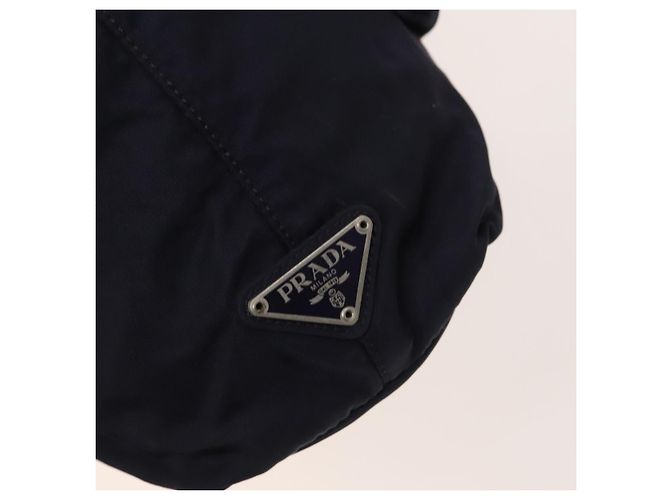 Borsa Tote Prada in nylon blu navy argento autentica 127867 - vista 14