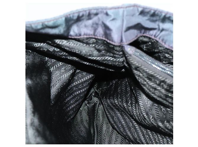 Borsa Tote Prada in nylon blu navy argento autentica 127867 - vista 17