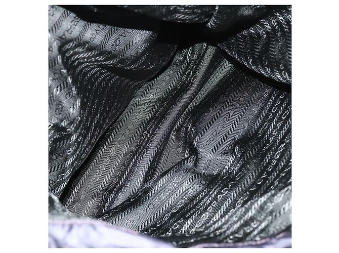 Borsa Tote Prada in nylon blu navy argento autentica 127867 - vista 20