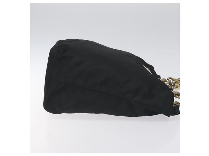 PRADA Borsa a Mano Nylon Metallo Nero Oro Auth 130971 D'oro - vista 4