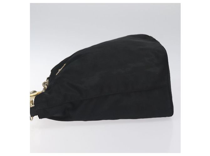 PRADA Borsa a Mano Nylon Metallo Nero Oro Auth 130971 D'oro - vista 5