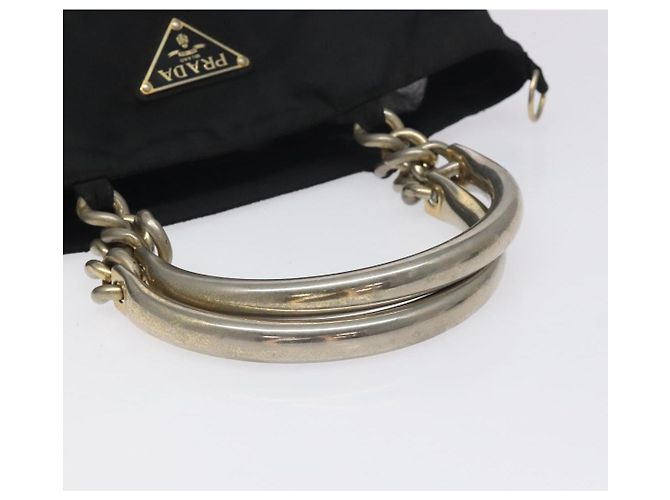 PRADA Borsa a Mano Nylon Metallo Nero Oro Auth 130971 D'oro - vista 7