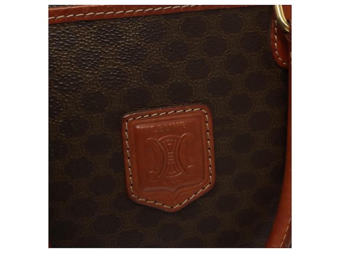Céline Borsa a mano in tela Macadam CELINE in pelle PVC marrone oro Auth fm4799 D'oro - vista 14