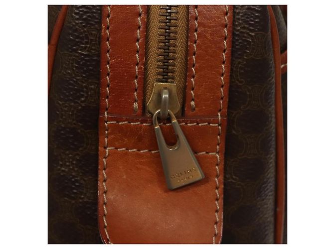 Céline Borsa a mano in tela Macadam CELINE in pelle PVC marrone oro Auth fm4799 D'oro - vista 15