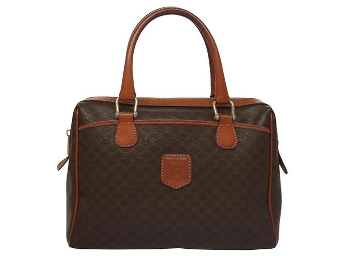 Céline Borsa a mano in tela Macadam CELINE in pelle PVC marrone oro Auth fm4799 D'oro - vista 2