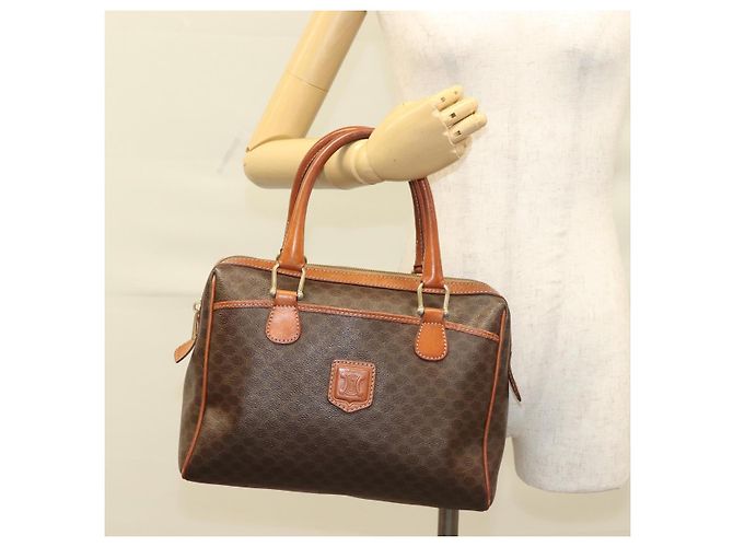 Céline Borsa a mano in tela Macadam CELINE in pelle PVC marrone oro Auth fm4799 D'oro - vista 23