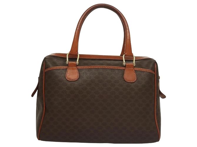 Céline Borsa a mano in tela Macadam CELINE in pelle PVC marrone oro Auth fm4799 D'oro - vista 3