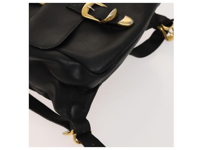Zaino in pelle nero e oro Gianni Versace Auth bs27658 D'oro - vista 11