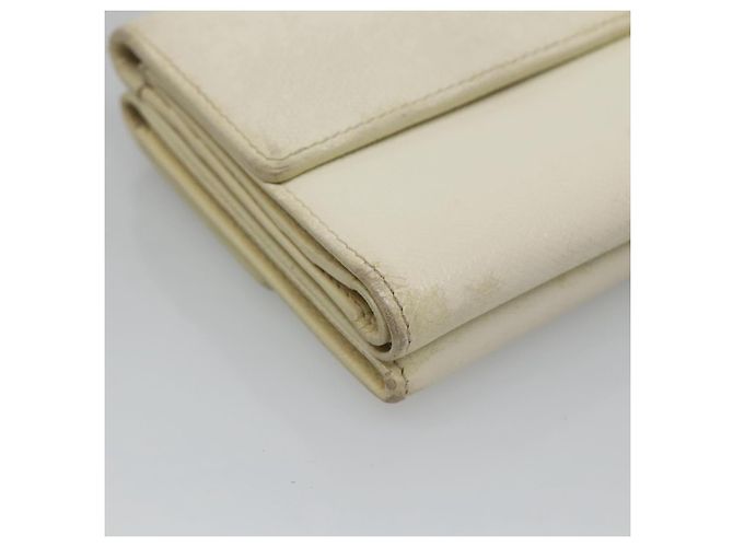 Chanel Billetera Bifold de Cuero Blanco Oro CC Auth bs27934 Dorado - vista 11