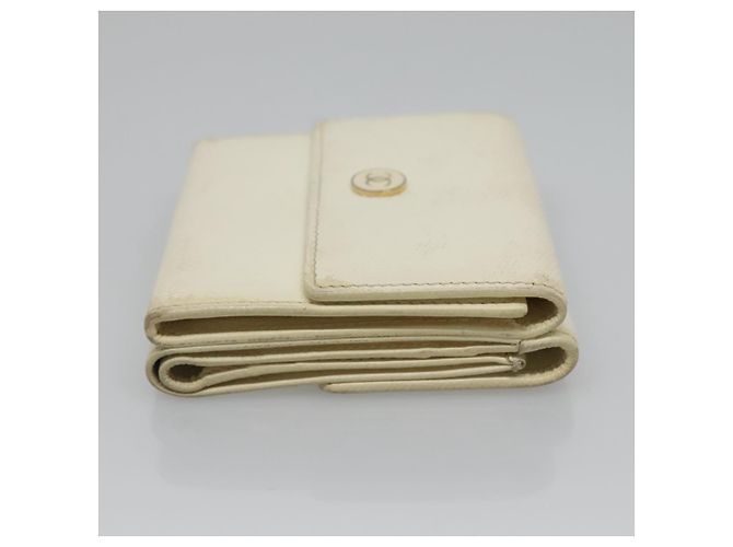 Chanel Billetera Bifold de Cuero Blanco Oro CC Auth bs27934 Dorado - vista 4