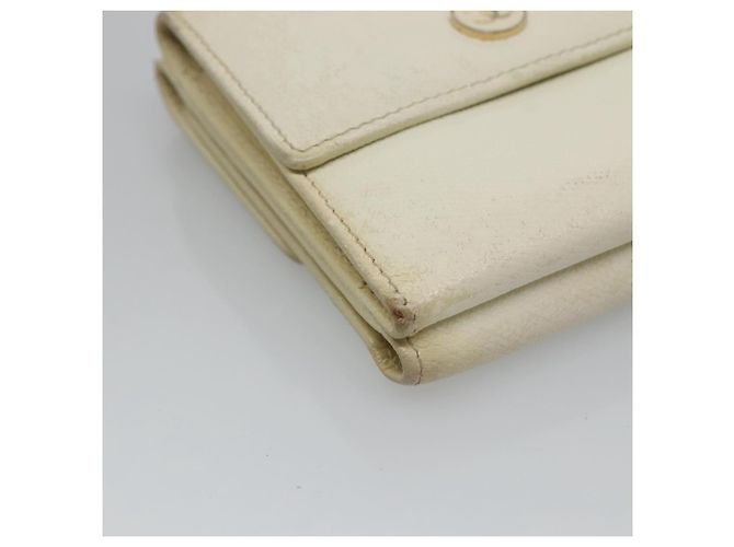 Chanel Billetera Bifold de Cuero Blanco Oro CC Auth bs27934 Dorado - vista 9