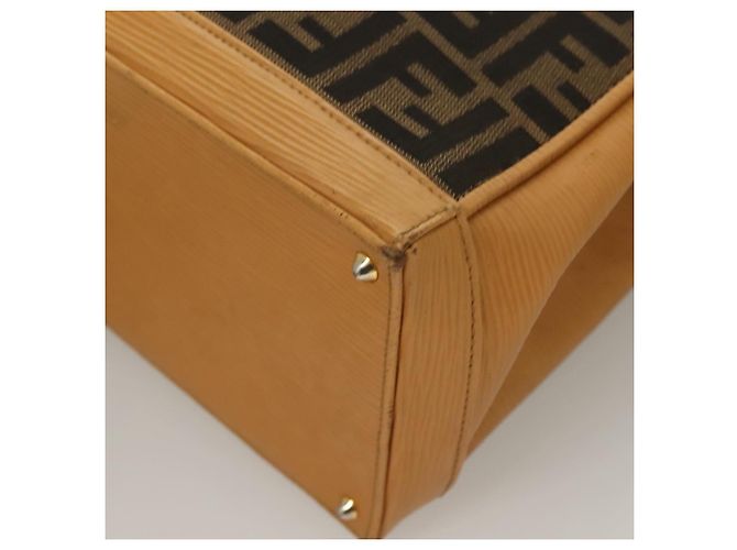 Bolso de mano de lona Zucca FENDI 2 en 1 Marrón Negro Auth bs27918 Castaño - vista 11