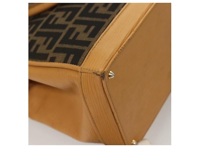 Bolso de mano de lona Zucca FENDI 2 en 1 Marrón Negro Auth bs27918 Castaño - vista 12