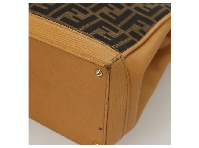 Bolso de mano de lona Zucca FENDI 2 en 1 Marrón Negro Auth bs27918 Castaño - vista 13