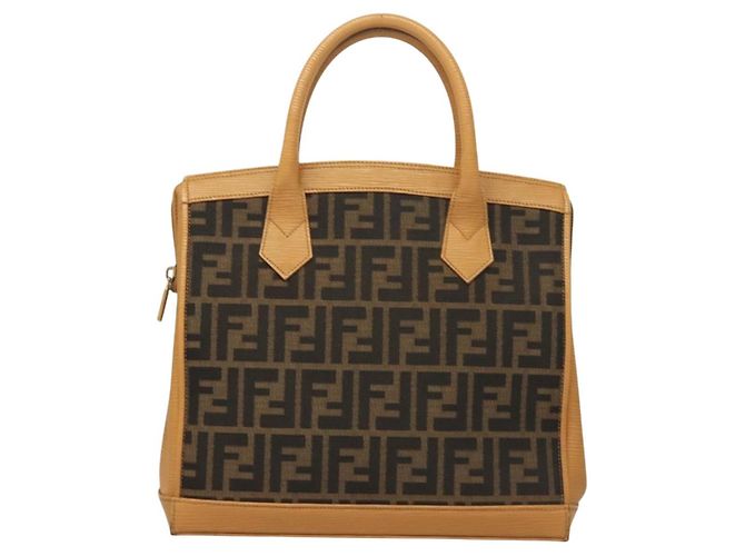 Bolso de mano de lona Zucca FENDI 2 en 1 Marrón Negro Auth bs27918 Castaño - vista 2