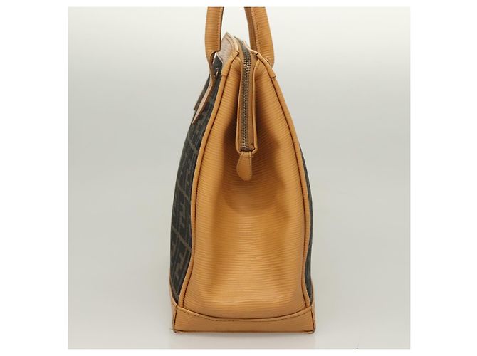Bolso de mano de lona Zucca FENDI 2 en 1 Marrón Negro Auth bs27918 Castaño - vista 4