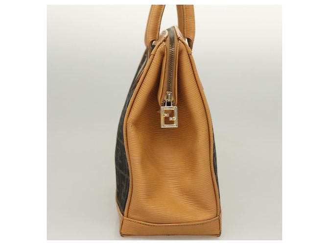 Bolso de mano de lona Zucca FENDI 2 en 1 Marrón Negro Auth bs27918 Castaño - vista 5