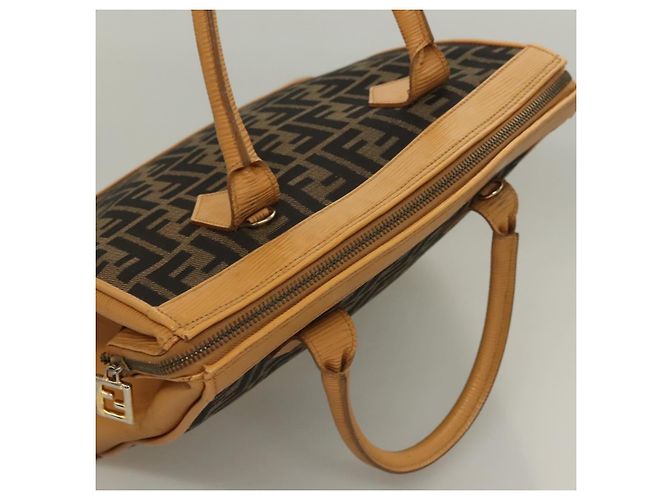 Bolso de mano de lona Zucca FENDI 2 en 1 Marrón Negro Auth bs27918 Castaño - vista 6