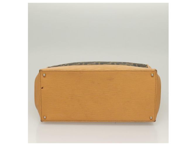 Bolso de mano de lona Zucca FENDI 2 en 1 Marrón Negro Auth bs27918 Castaño - vista 9