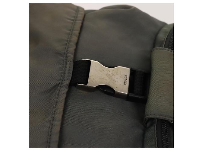 PRADA Backpack Nylon Khaki Silver Auth bs27852 Silvery - view 17