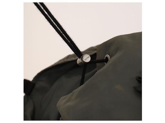 PRADA Backpack Nylon Khaki Silver Auth bs27852 Silvery - view 18