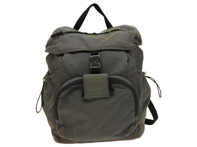PRADA Backpack Nylon Khaki Silver Auth bs27852 Silvery - view 2