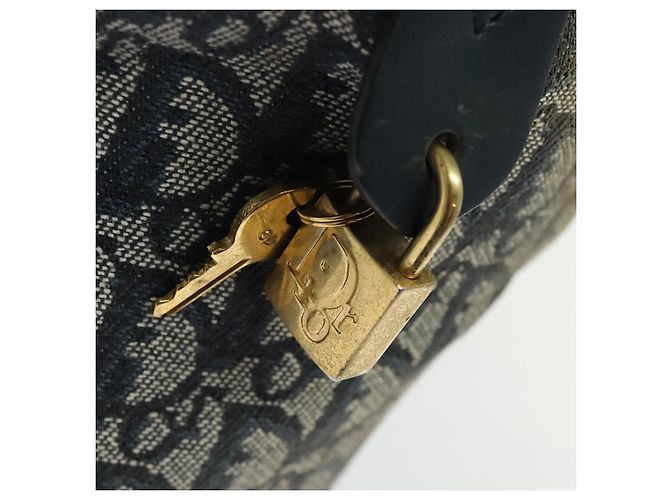 Borsa Boston in tela Trotter Christian Dior blu navy oro Auth ep9664 D'oro - vista 14