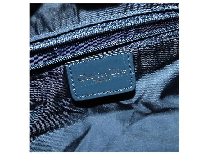 Borsa Boston in tela Trotter Christian Dior blu navy oro Auth ep9664 D'oro - vista 15