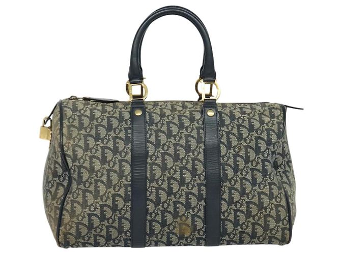 Borsa Boston in tela Trotter Christian Dior blu navy oro Auth ep9664 D'oro - vista 2