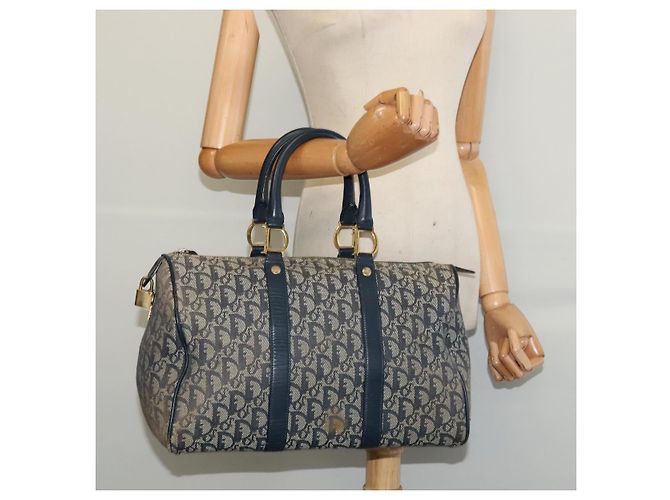 Borsa Boston in tela Trotter Christian Dior blu navy oro Auth ep9664 D'oro - vista 22