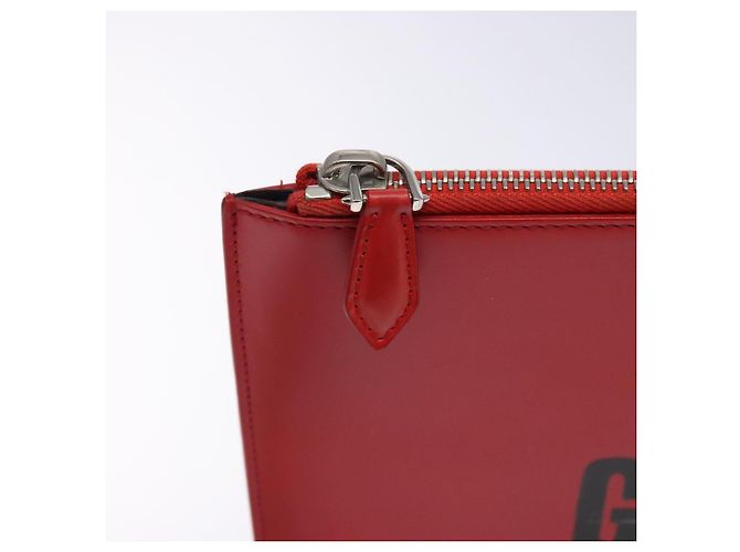 Borsa Clutch GIVENCHY in pelle rossa argento Auth bs27868 Rosso - vista 12