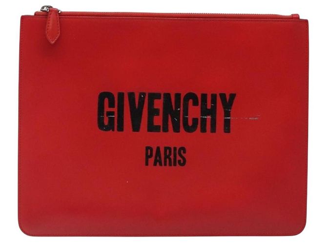 Borsa Clutch GIVENCHY in pelle rossa argento Auth bs27868 Rosso - vista 2