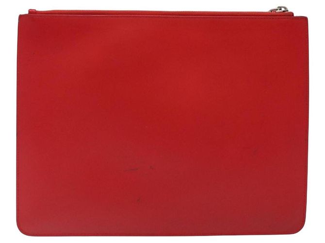 Borsa Clutch GIVENCHY in pelle rossa argento Auth bs27868 Rosso - vista 3