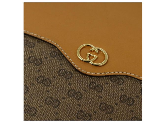 Gucci Borsa a Spalla Micro GG Supreme PVC Beige Oro 001 115 4001 Auth gh314 D'oro - vista 14