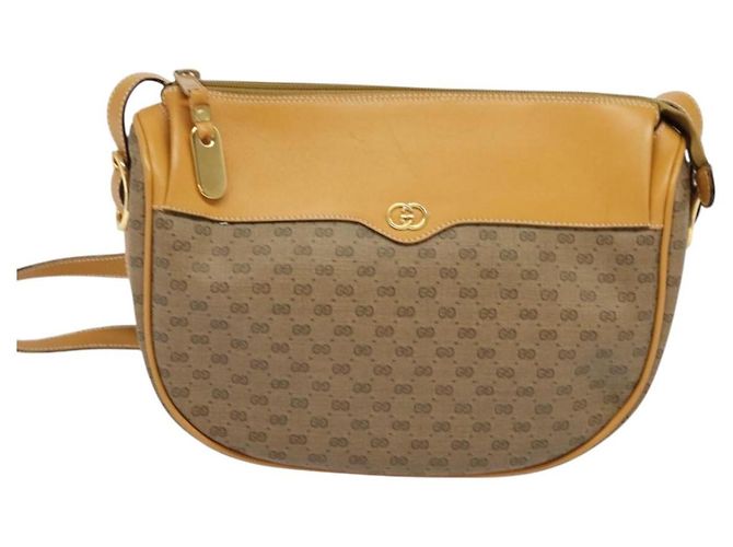 Gucci Borsa a Spalla Micro GG Supreme PVC Beige Oro 001 115 4001 Auth gh314 D'oro - vista 2