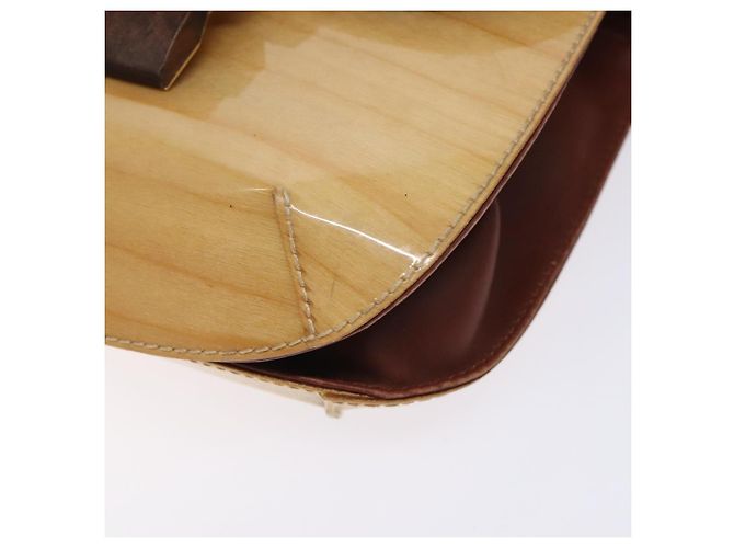 Borsa a Spalla Gancini Salvatore Ferragamo Smalto Beige Oro Auth bs27828 - vista 10