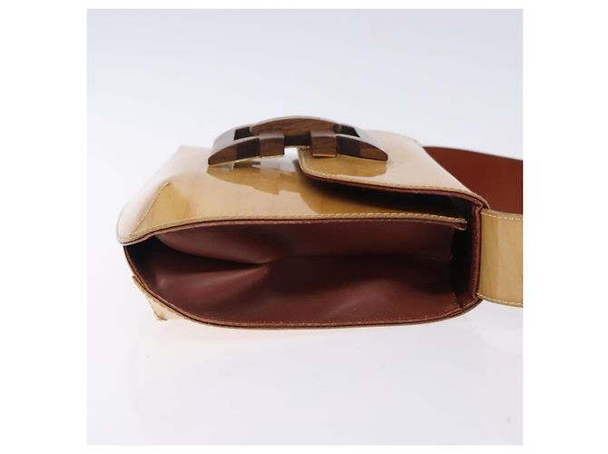 Borsa a Spalla Gancini Salvatore Ferragamo Smalto Beige Oro Auth bs27828 - vista 4