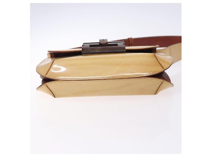 Borsa a Spalla Gancini Salvatore Ferragamo Smalto Beige Oro Auth bs27828 - vista 9