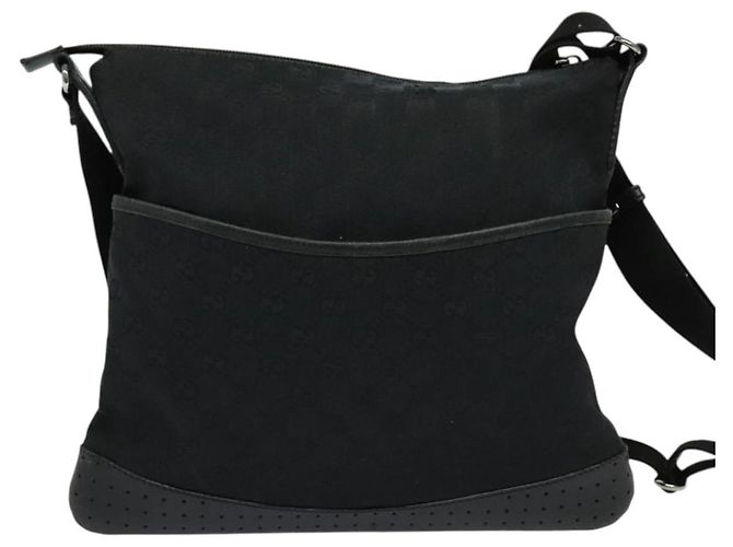 Borsa a Spalla GG Canvas Gucci Nera Argento 145857 Auth gh242 Nero - vista 2