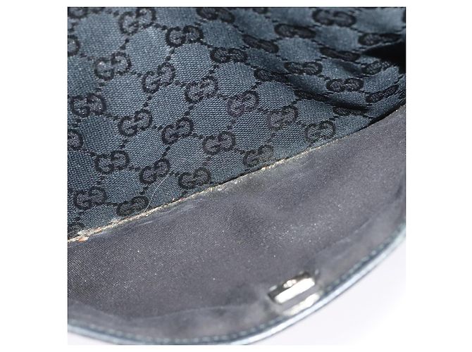 Borsa a Spalla GG Canvas Gucci Nera Argento 145857 Auth gh242 Nero - vista 22