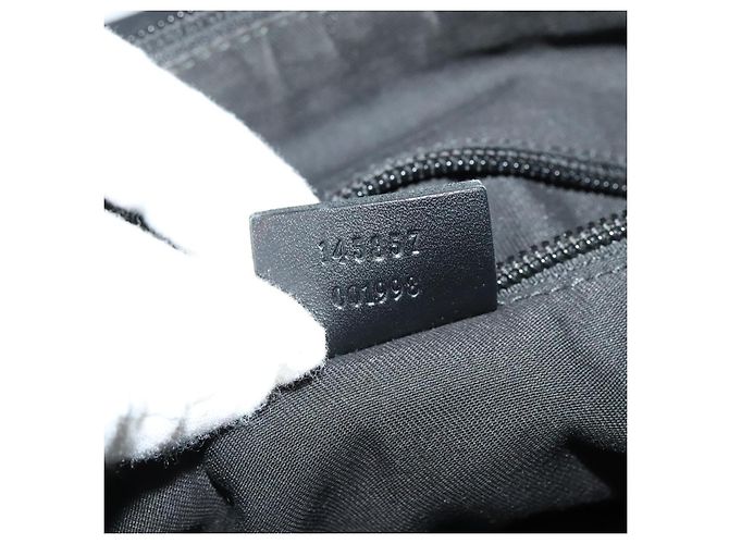 Borsa a Spalla GG Canvas Gucci Nera Argento 145857 Auth gh242 Nero - vista 23
